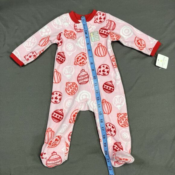 Falls Creek Fleece Footed Sleeper / 3-6M Baby Girls / Pink / Ornaments Christmas - Picture 2 of 10